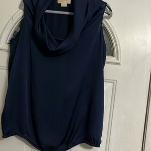 Navy blue, Michael Kors, sleeveless drape neck blouse